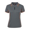 Grey Orange Ladies Piping Polo Shirts